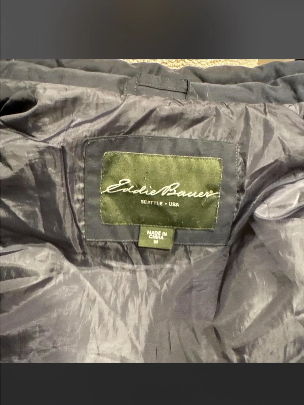 Eddie Bauer Men's Black Quilted Goose Down Insulated Vest with High Collar